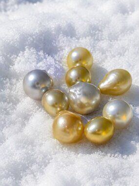 Group of 9 Baroque South Sea Pearls Grown in Indonesian Waters Off Island Lombok